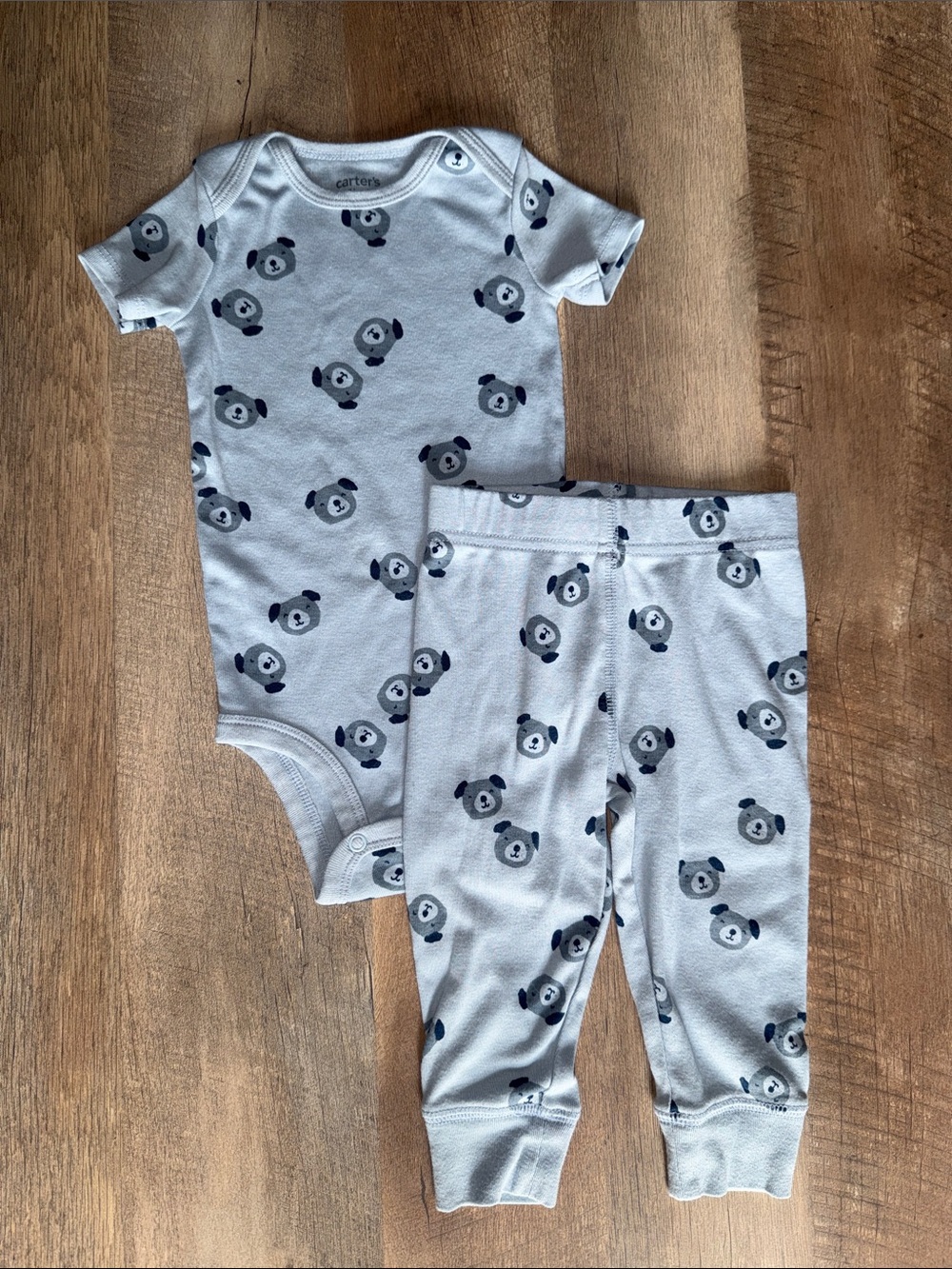 Carter's 12m Light Blue Puppy Print Bodysuit and Pants Set